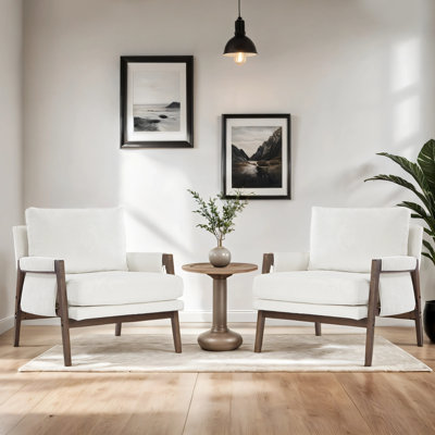 Ensemble de 2 chaises avec accoudoirs en chenille 30 po Mid-Century