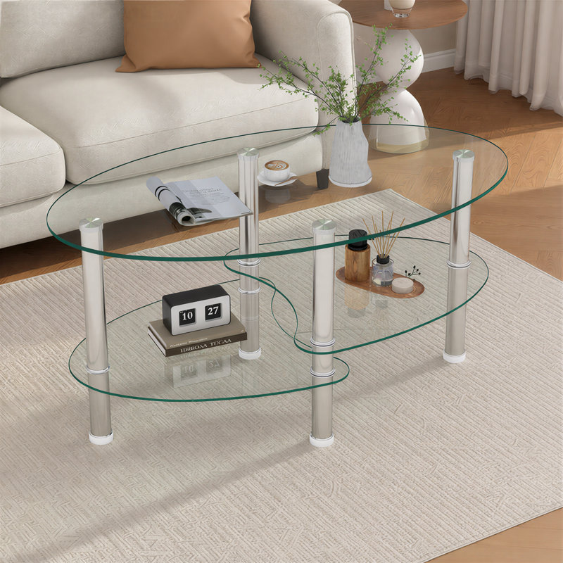 Table basse 3 couches en verre trempé