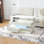 Table basse à plateau relevable de 39,3 po avec compartiment caché, 2 tiroirs de rangement et lumières DEL ajustables, tables basses multifonctionnelles modernes pour le salon, la chambre à coucher et le bureau (blanc)