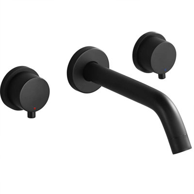 Robinet de lavabo de salle de bain mural moderne noir mat