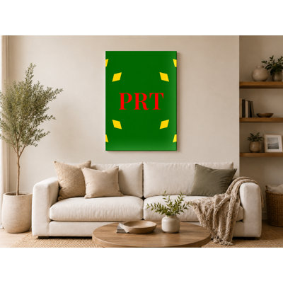 Portugal World Flag Luxury Diamond Monogram — Yellow Green Red — Canvas Wall Art