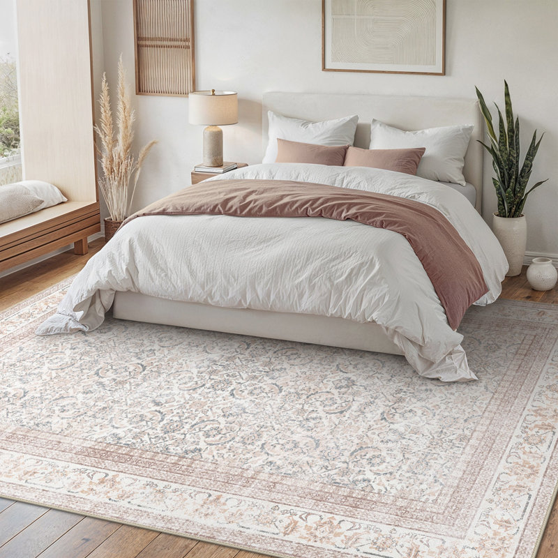 Vintage Look Machine Printed Area Rug, Beige/Taupe, Rectangle 160 x 230 cm
