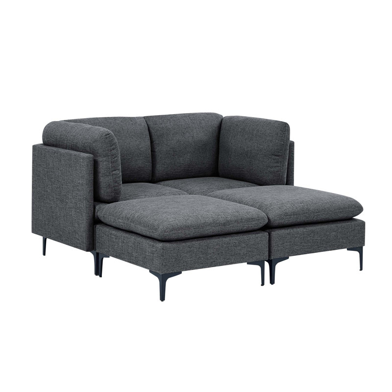 Linen Modular Sectional Sofa with Easy Assembly and Custom Configuration, Linen - Dark Grey