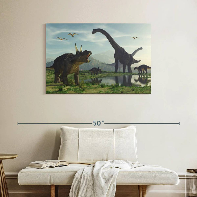 Monde des dinosaures, H 26 po x l 39 po