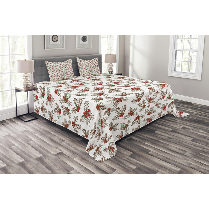 Rustic Polyester Floral Coverlet, King Coverlet + 2 Shams