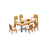 10 Seats 11 Pcs Grade-A Teak Wood Dining Set: 86" Canberra Rectangle Table And 10 Atnas  Chairs (2 Arm & 8 Armless Chairs) #11AT1902