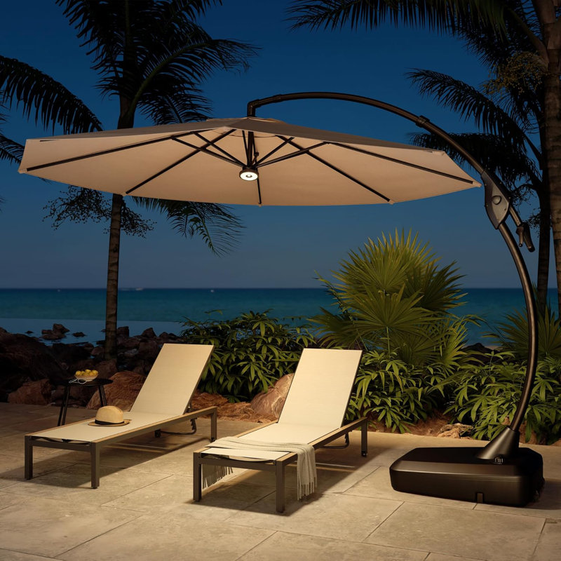 Sans fil 12 lumières de parasol à DEL décalées, 3 modes de lumières de parasol blanc chaud avec télécommande Lampe de parasol en porte-à-faux rechargeable utilisée pour les tentes de camping ou pour l'extérieur