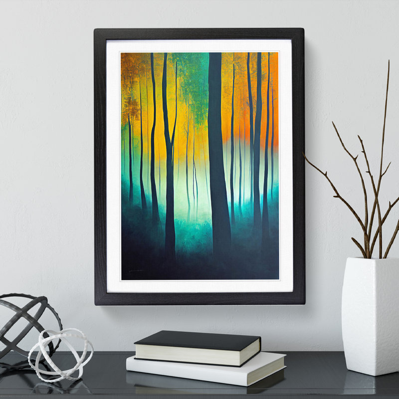Vibrant Forest No.4 - Wall Art, 48cm H x 36cm W, Black Framed Paper, White