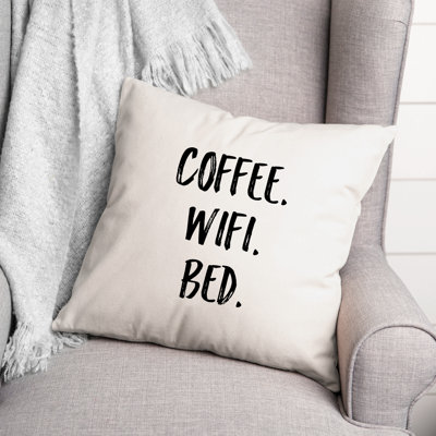  Coffee. Wifi. Bed. Throw Pillow
