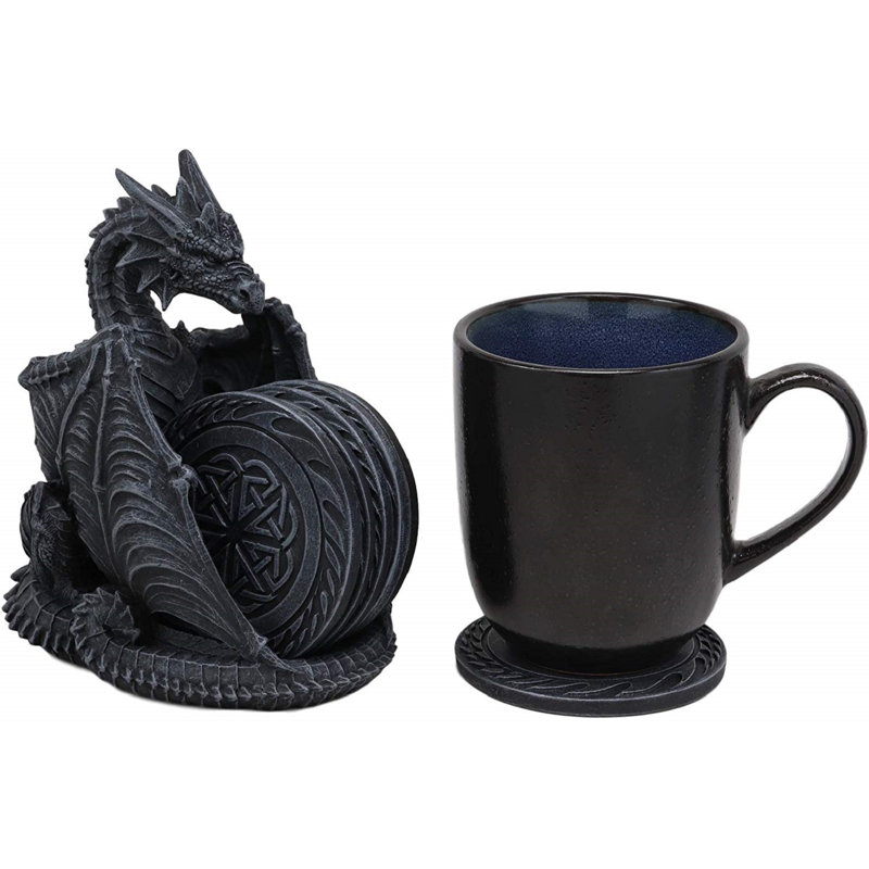 Cork Round 4 Piece Coaster Set With Holder