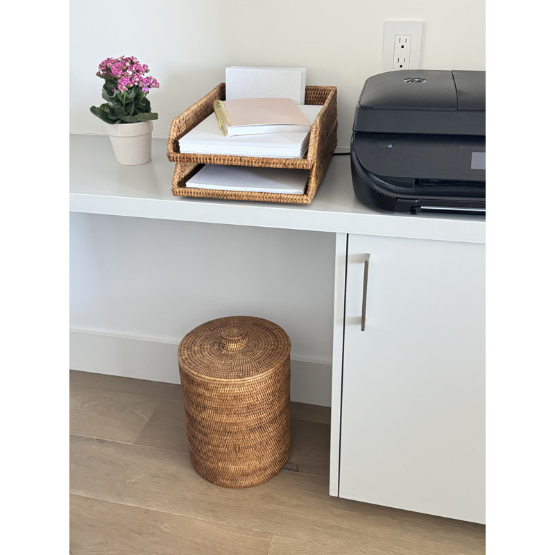 Organisateur de papier empilable en rotin Everard, Brun miel