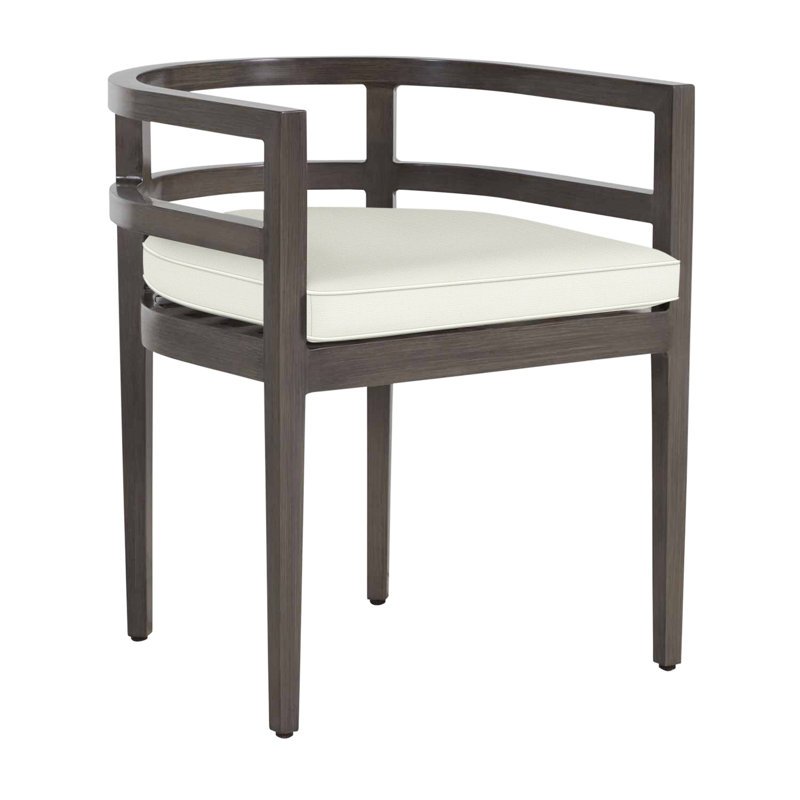 Santa Barbara Aluminum Patio Dining Armchair with Cushion, Welt, Natural White