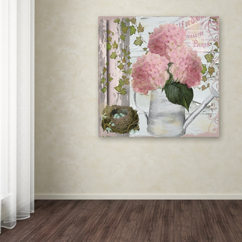 «Chalet d'Ete Hydrangea» par Jadaya, impression sur toile tendue, H 14 po x l 14 po x P 2 po