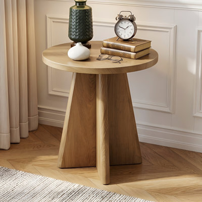 Table de bout ronde 19,7 po, petite table d'appoint de style campagne moderne avec base sculpturale, table de chevet et table de chevet pour le salon, la chambre à coucher