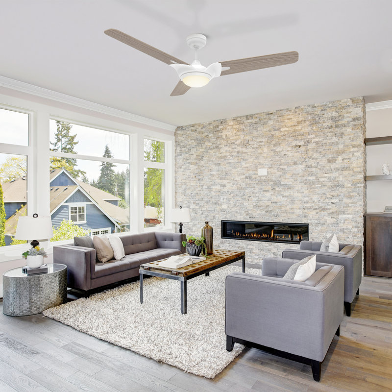 White Smart Ceiling Fan with LED Lights and Remote Control