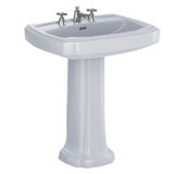 Guinevere® Vitreous China Rectangular Pedestal Bathroom Sink with Overflow