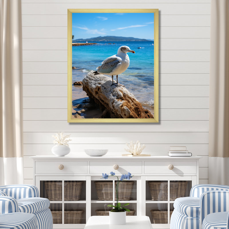 «Seagull Costal Horizon II», reproduction sur toile, H 32 po x l 16 po x P 1 po, Encadrement doré