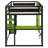 Full Size Wood Loft Bed with Desk, Shelves, Power Outlet & USB/Type-C Ports, , and RGB Light, Black+Green-1342712004