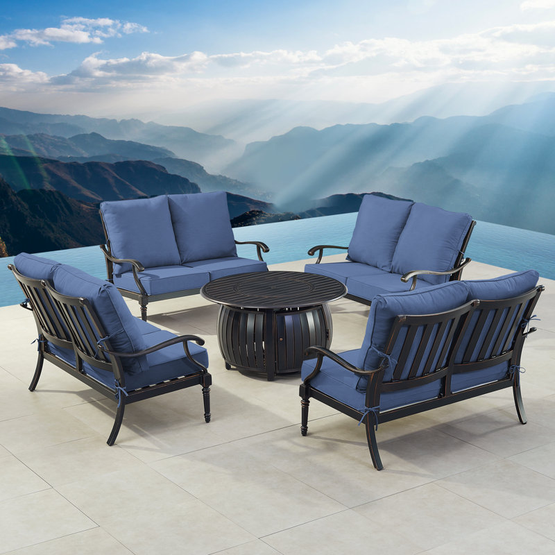 Pairlee Outdoor 6 - Piece Conversation Set, Blue