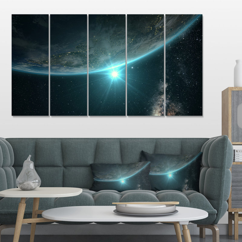 «Sunrise in Earth from Space», ensemble de 5 toiles tendues