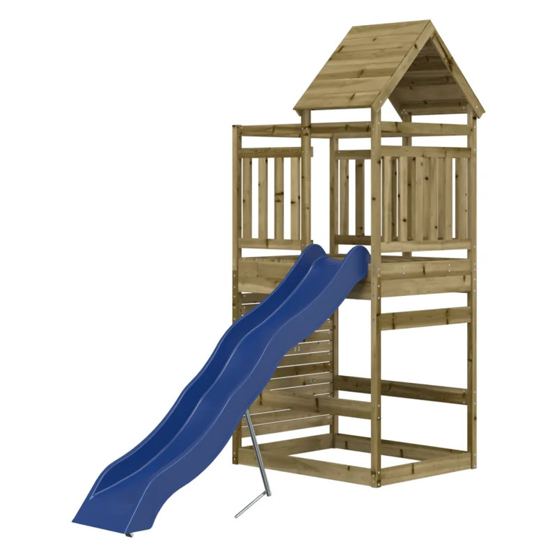 Galaviz Freeport Park 269cm W x 114cm D Outdoor Solid Wood Playhouse, Green