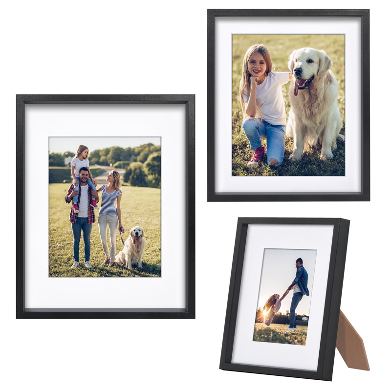 Set of 3 Picture Frame - 8x10, 10x12, 11x14 Frames with Mat & Deep, High-Quality Molding