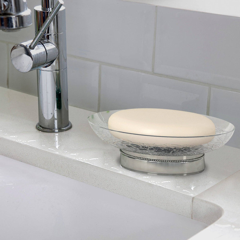 Oneita Glass Soap Dish for Bathroom Counter,Shower & Kitchen | Smoke