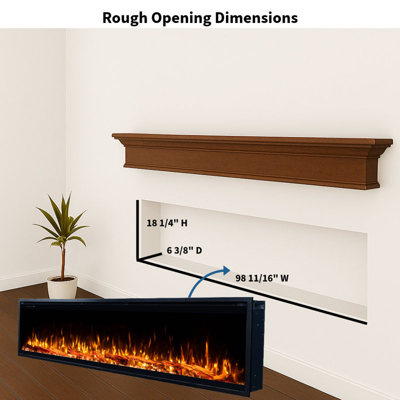 Sideline Elite Pro Smart Electric Fireplace, 9.25" H x 100" W x 6.31"D