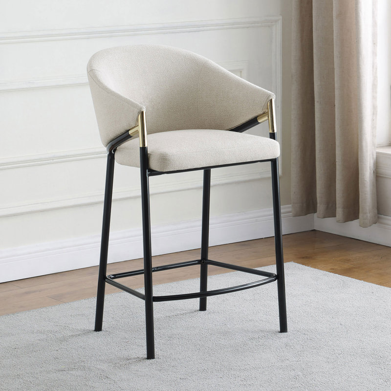 Chaise de comptoir rembourrée en tissu Chadwick beige (ensemble de 2)