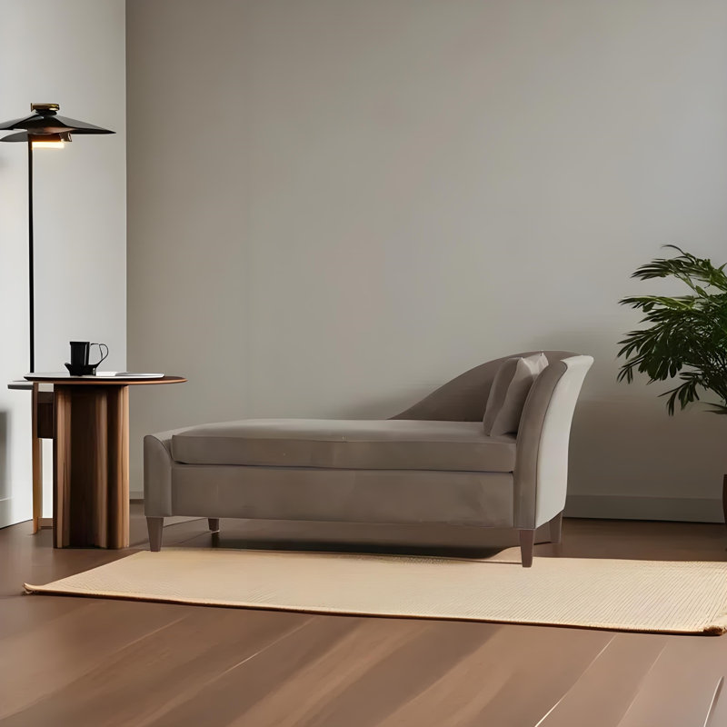 Méridienne simple et moderne, Taupe, Orienté à droite