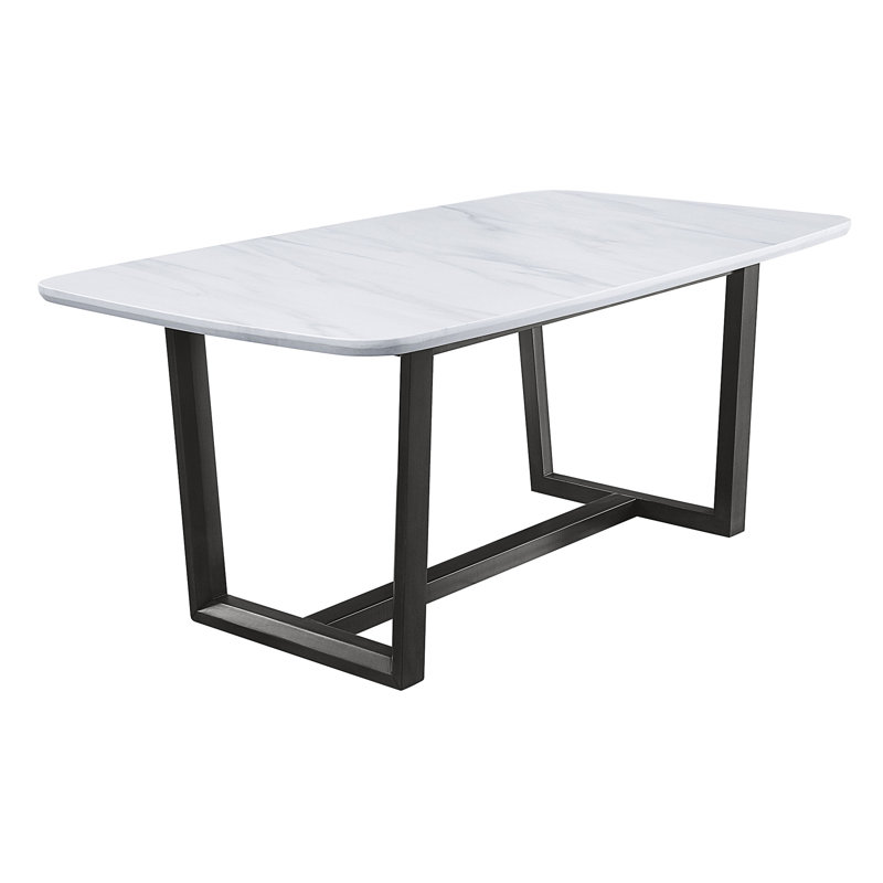 Amaryia Trestle Dining Table in Weathered Gray,Dining table,Kitchen table with marble top