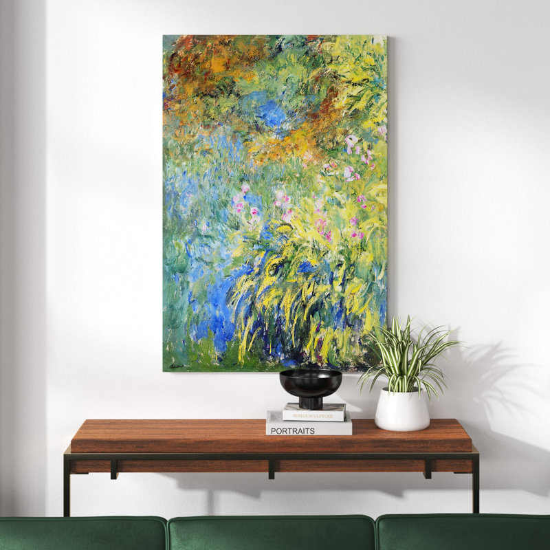 «Irises» par Claude Monet - reproduction d'art sur toile, H 32 po x l 48 po, Toile tendue, Sans cadre