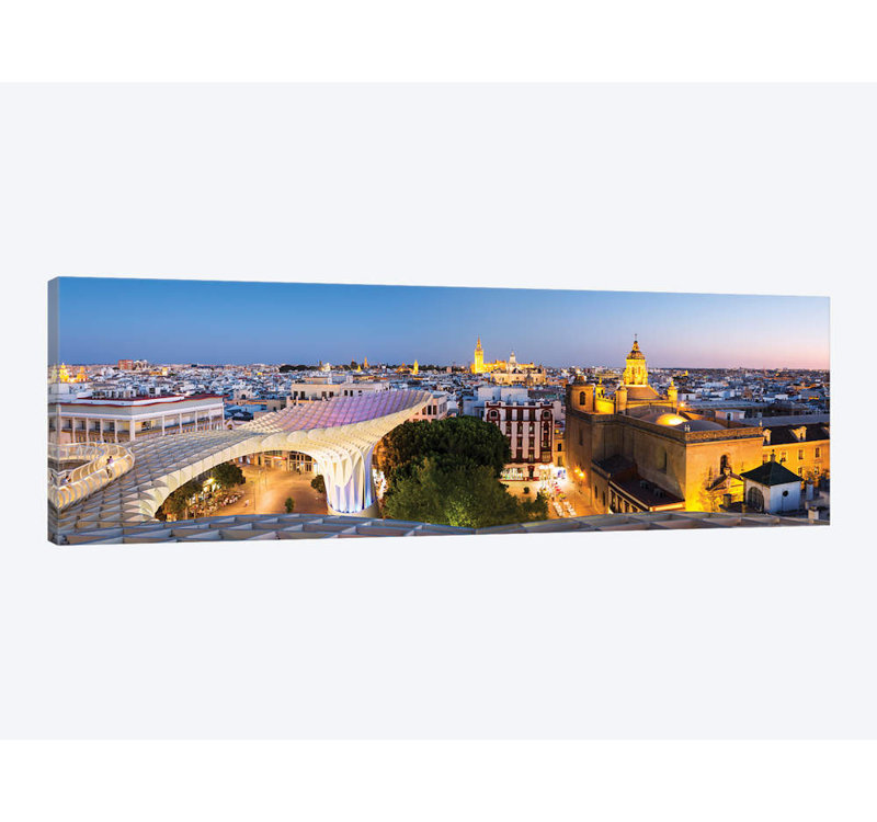 «Seville At Dusk, Andalusia, Espagne» par Matteo Colombo, impression sur toile, H 12 po x l 36 po x P 1,5 po, Toile tendue