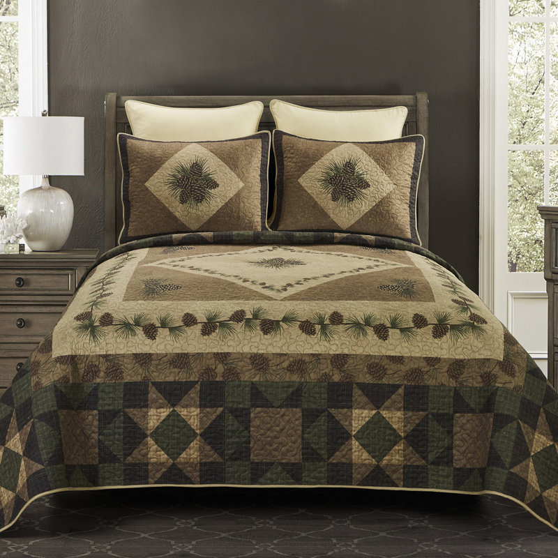 Rustic Brown Reversible Microfiber Full Quilt Set