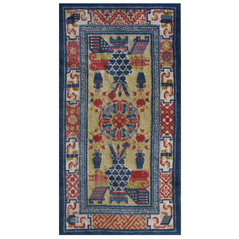 Antique Peking Chinese Yellow 1930s Rug