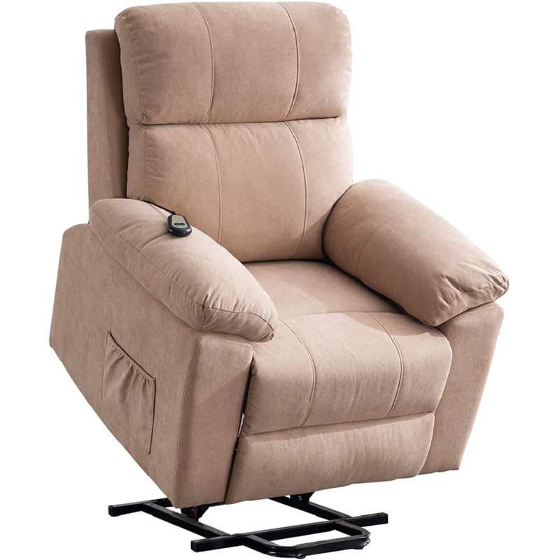 Fauteuil de massage inclinable électrique chauffant EROMMY, Mélange de lin beige