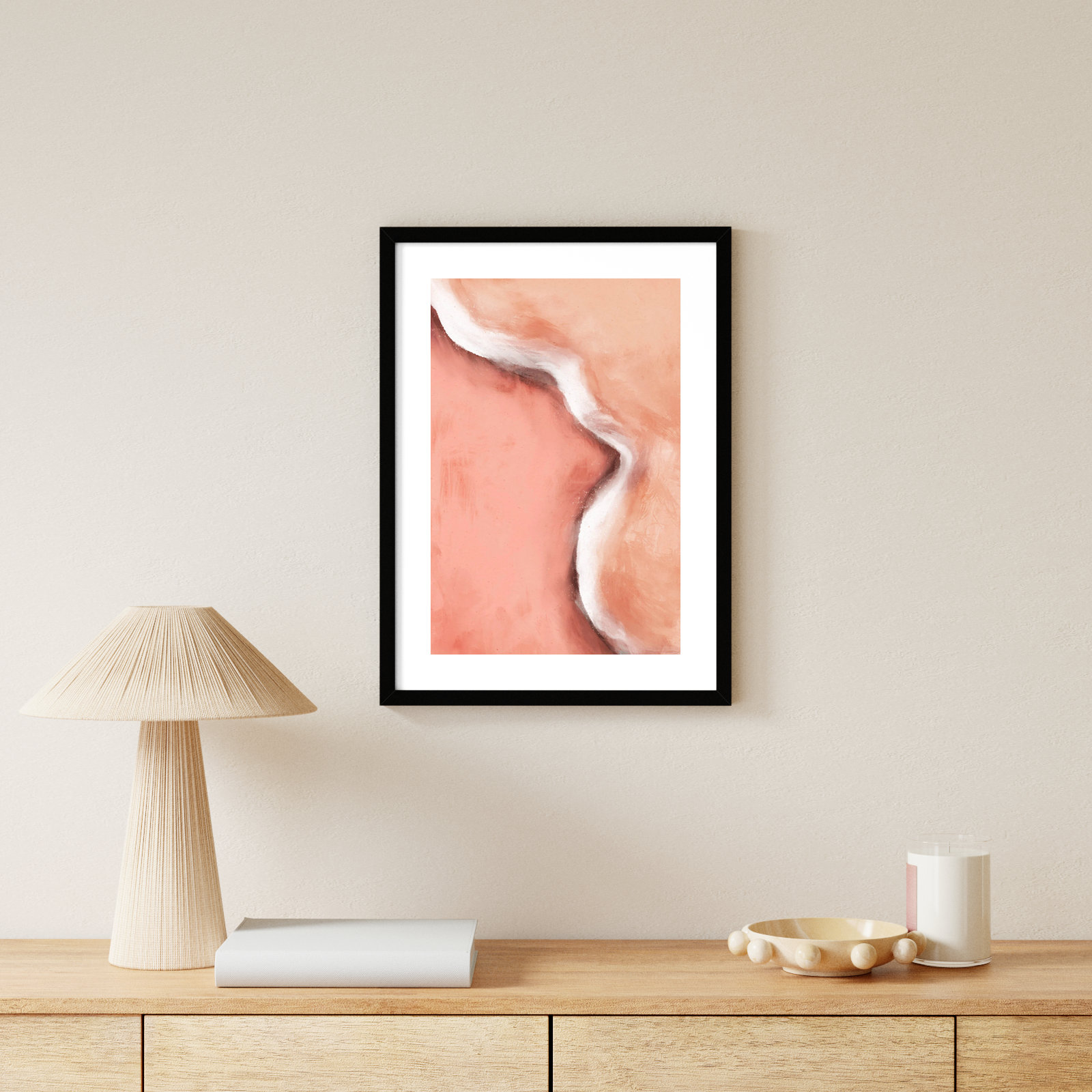 Galya "Peachy Wave" Print by Treechild, Black, 25" H x 19" W