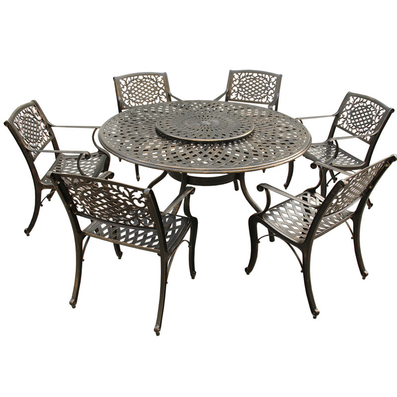 Cassano Ornate Mesh Lattice 7 Piece Dining Set