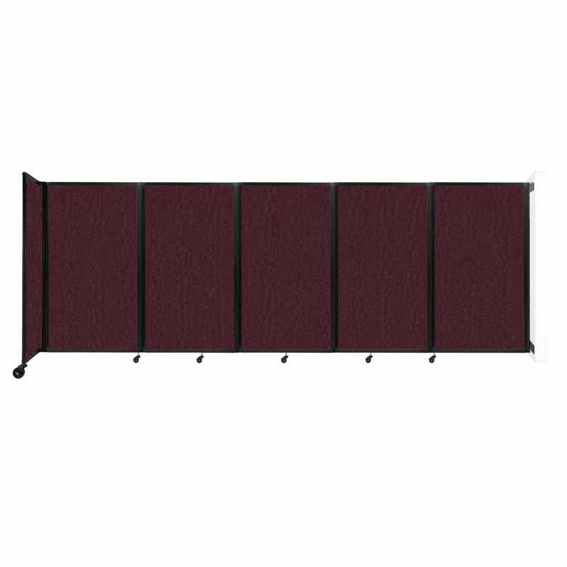 Folding Room Divider, Cranberry, 5, 60" H x 168" W x 12" D