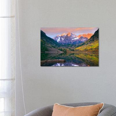 Maroon Bells Peaks Reflected In Maroon Lake, Snowmass Wilderness, Colorado by Tim Fitzharris - Wrapped Canvas Print