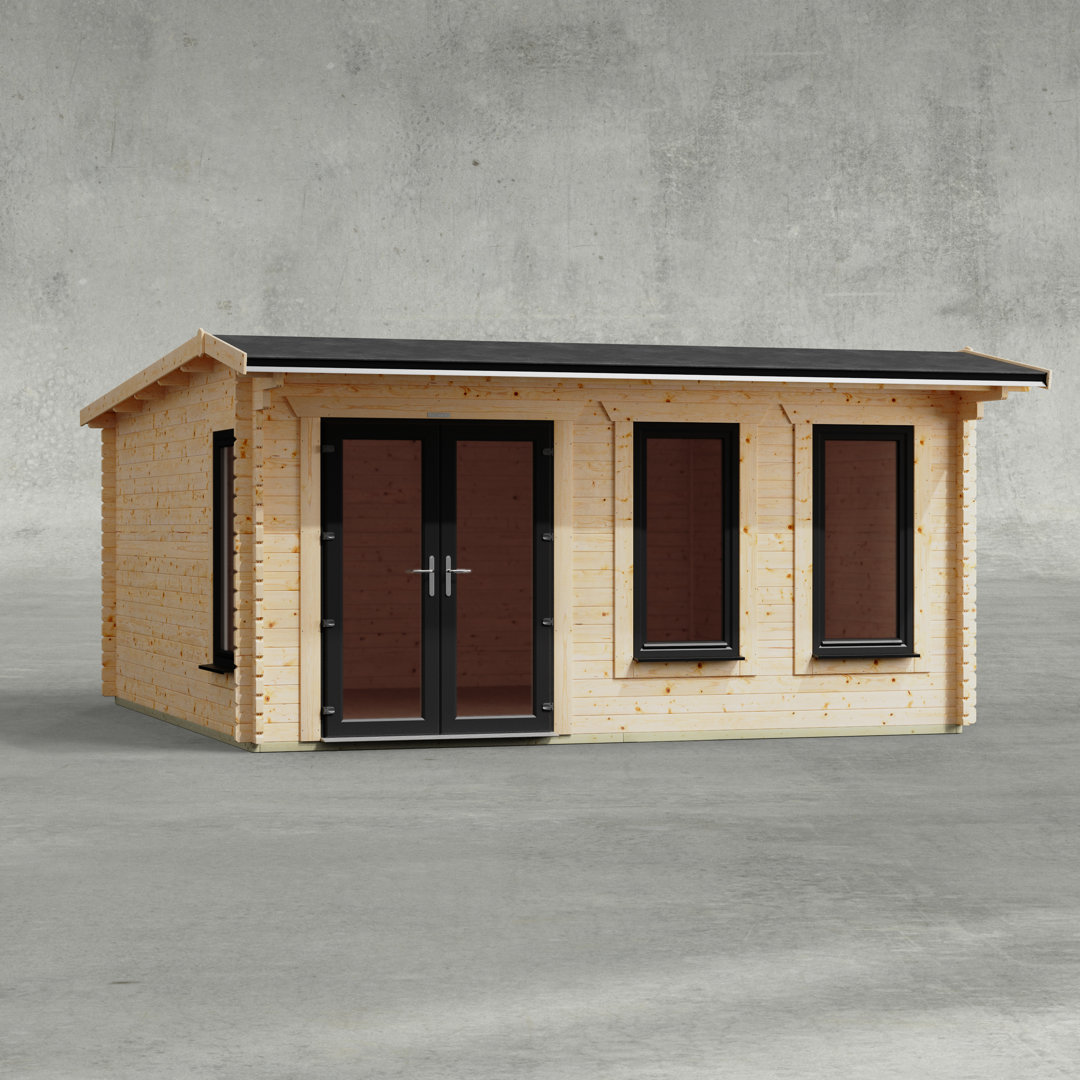 Powersheds Apex Log Cabin - 16 x 16ft - Anthracite/Grey - Image 3