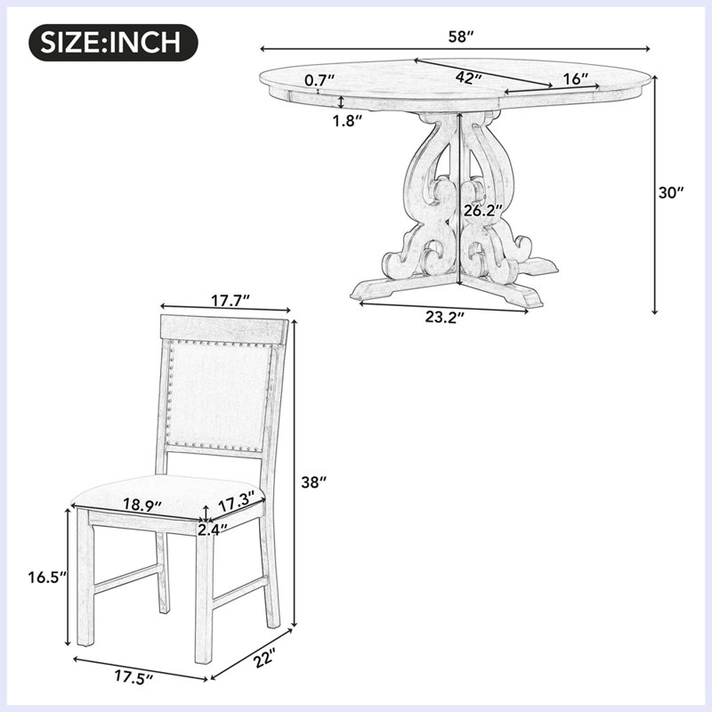 Ensemble repas 58 po Mikes, Blanc antique, Blanc antique, Blanc antique / beige
