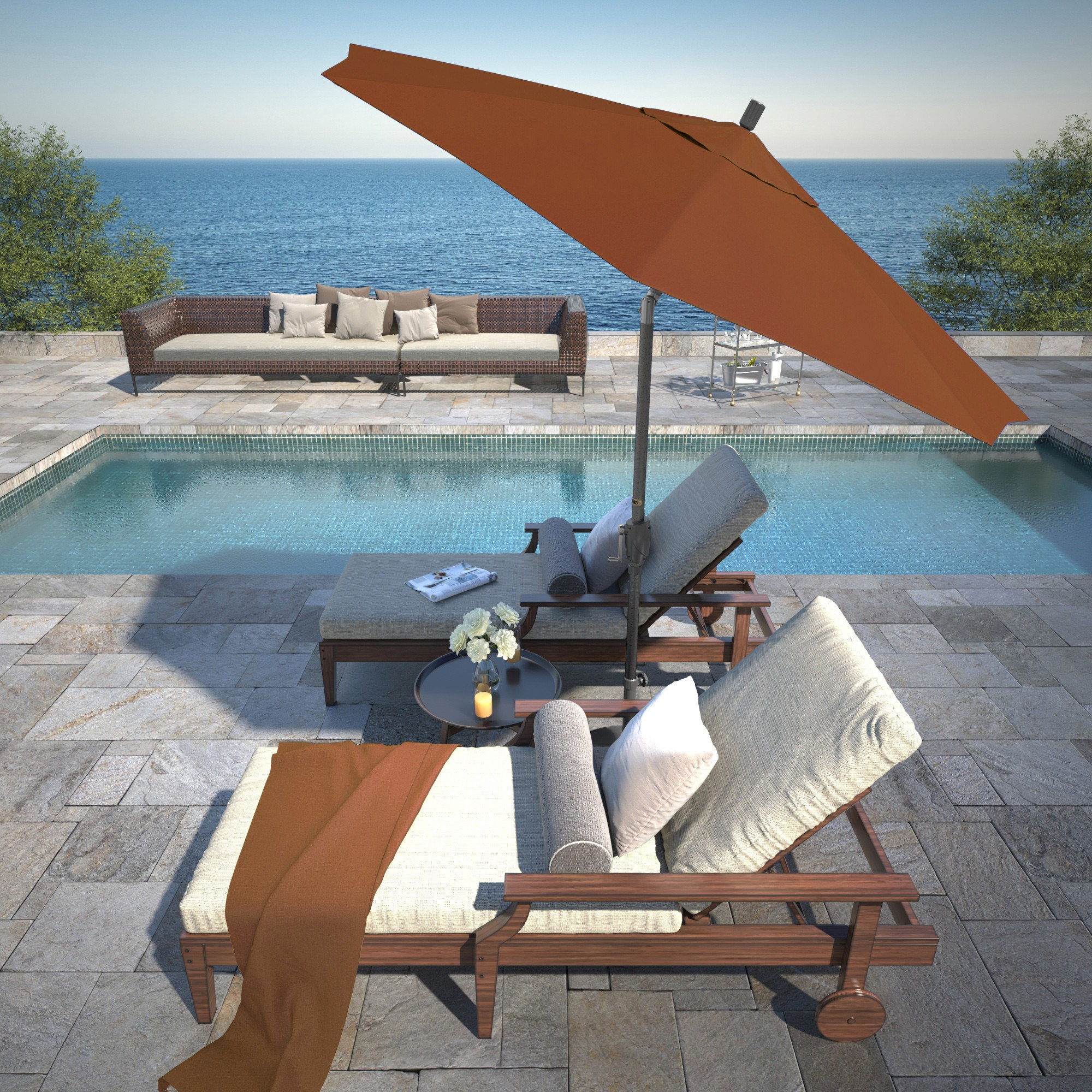 Lexia 90'' Sunbrella® Outdoor Umbrella, Canvas Henna Sunbrella® Canvas