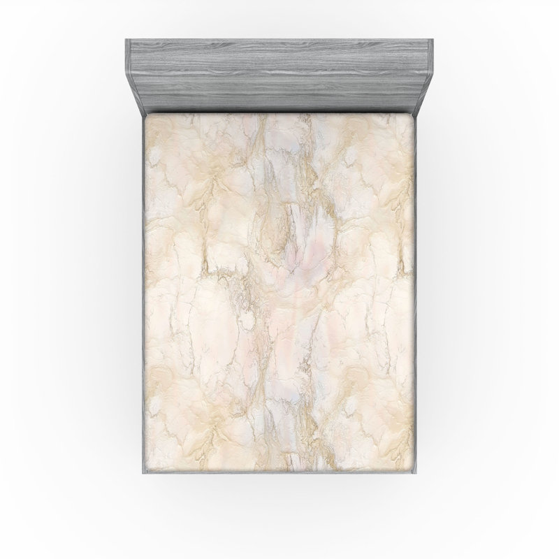 Drap-housse orange Ambesonne, Marbre beige, Drap-housse de taille double