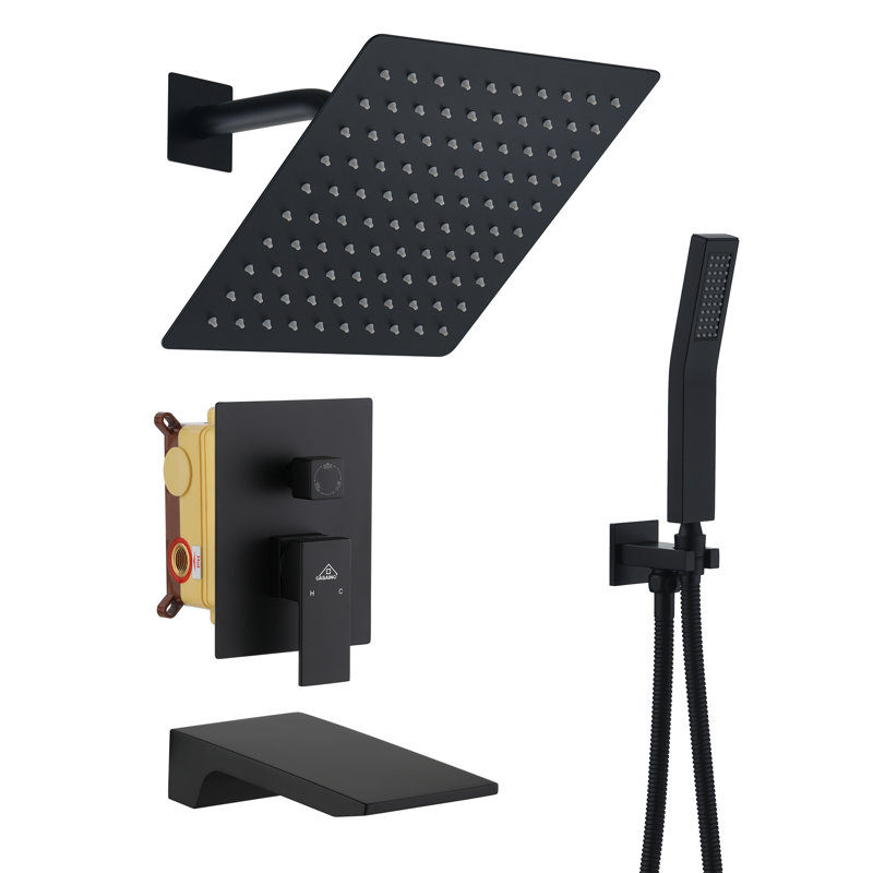Large Nickel Multi-Head Rain Shower System with Handheld
