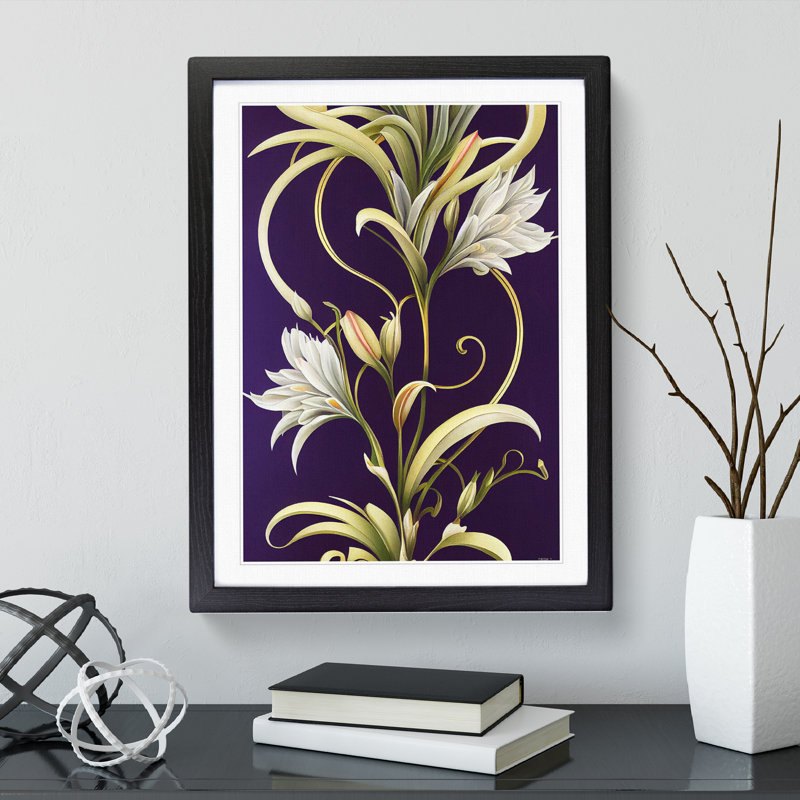 Classic Flowers No.2 - Single Picture Frame Painting, Black, 64cm H x 46cm W x 2cm D