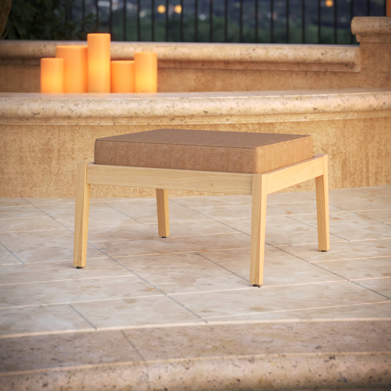 Sunbrella® Outdoor Ottoman Cushion, 4" H x 24" W x 20.5" D, Sunbrella® Canvas Heather Beige