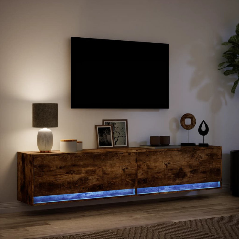 Cruciano TV Stand for TVs up to 24", Smoked Oak, 80cm
