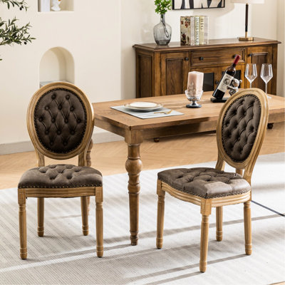 Freemont Dining Chairs Of 2, Gray Sw1739gy, With Solid Wood Frame And Velvet Artificial Leather, Spring + Sponge Double Resilience 2 Leather Chairs, H