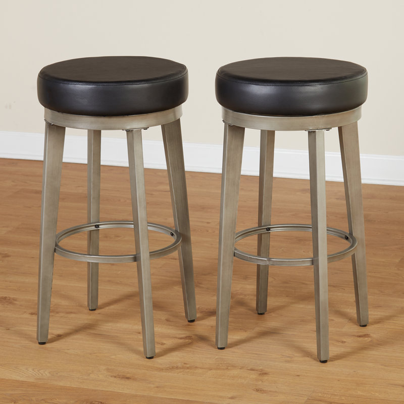 Tabouret de bar pivotant 30,5 po Gadberry, Noir, Étain brossé, 30.5"